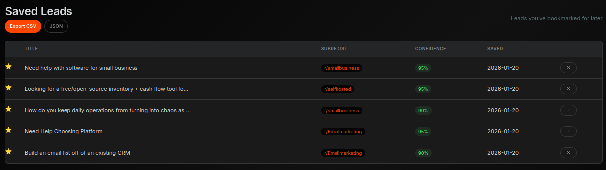 Save and Export Leads